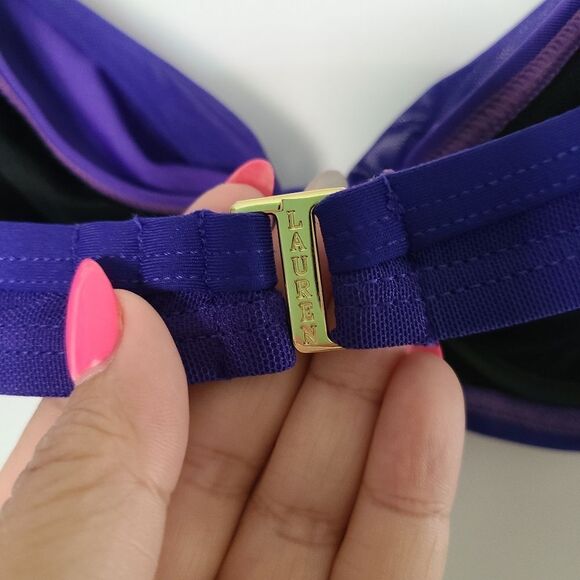 Lauren Ralph Lauren Blue/Purple Underwire Bikini Top Size 6 - Picture 4 of 7